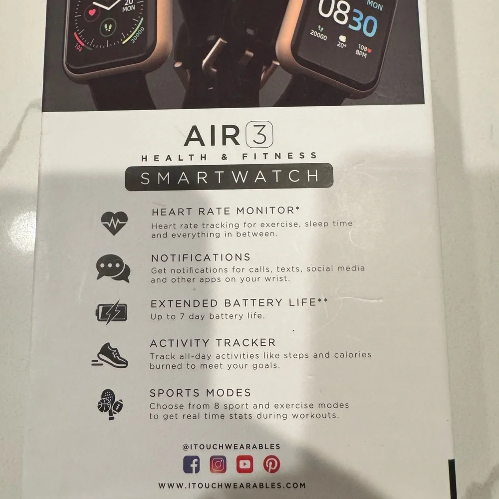 *NEW* iTouch Air 3 Smart watch Fitness Tracker, Black / Rose Gold